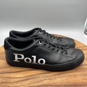 Polo Ralph Lauren Longwood Shoes Mens 10.5 Black Leather Comfort Gum Casual